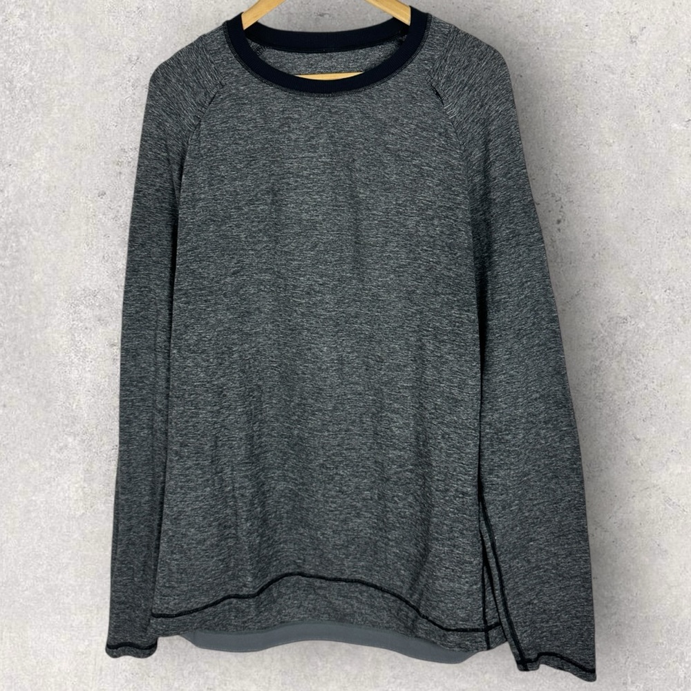 Lululemon Mens Heathered Grey Long Sleeve Crew Neck T-Shirt Mens Active Tee XL